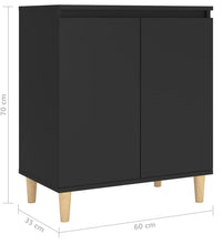 Sideboard mit Massivholz-Beinen Schwarz 60x35x70 cm