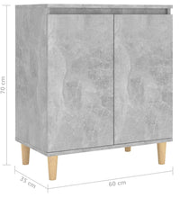 Sideboard mit Massivholz-Beinen Betongrau 60x35x70 cm