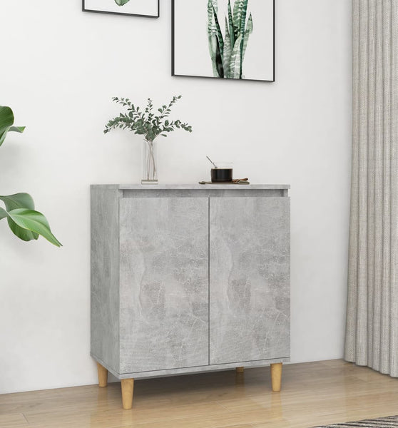Sideboard mit Massivholz-Beinen Betongrau 60x35x70 cm