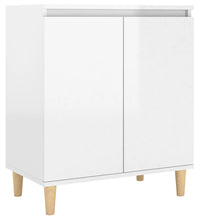 Sideboard mit Massivholz-Beinen Hochglanz-Weiß 60x35x70 cm