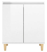 Sideboard mit Massivholz-Beinen Hochglanz-Weiß 60x35x70 cm