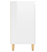 Sideboard mit Massivholz-Beinen Hochglanz-Weiß 60x35x70 cm