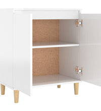 Sideboard mit Massivholz-Beinen Hochglanz-Weiß 60x35x70 cm