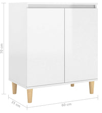 Sideboard mit Massivholz-Beinen Hochglanz-Weiß 60x35x70 cm