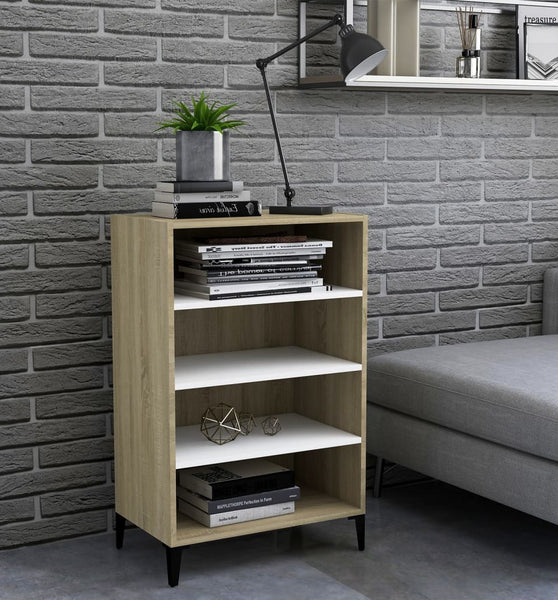 Sideboard Weiß Sonoma-Eiche 57x35x90 cm Holzwerkstoff