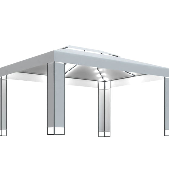 Pavillon mit LED-Lichterkette Weiß 3x4 m