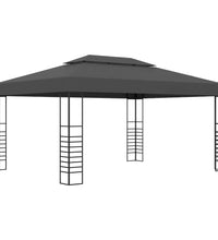 Pavillon mit LED-Lichterkette 3x4 m Anthrazit