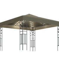 Pavillon mit LED-Lichterkette 3x3 m Taupe