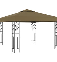 Pavillon mit LED-Lichterkette 3x3 m Taupe