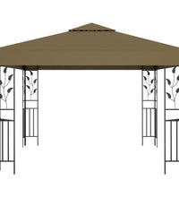 Pavillon mit LED-Lichterkette 3x3 m Taupe