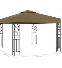 Pavillon mit LED-Lichterkette 3x3 m Taupe