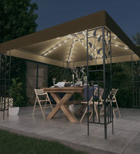 Pavillon mit LED-Lichterkette 3x3 m Taupe