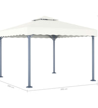 Pavillon mit LED-Lichterkette 300x300 cm Cremeweiß Aluminium