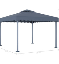 Pavillon mit LED-Lichterkette 300x300 cm Anthrazit Aluminium