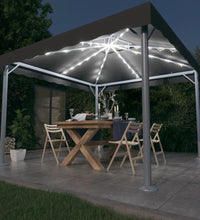 Pavillon mit LED-Lichterkette 300x300 cm Anthrazit Aluminium