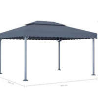 Pavillon mit LED-Lichterkette 400x300 cm Anthrazit Aluminium