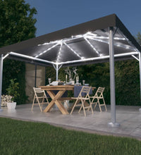 Pavillon mit LED-Lichterkette 400x300 cm Anthrazit Aluminium