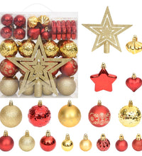 70-tlg. Weihnachtskugel-Set Golden und Rot