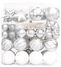70-tlg. Weihnachtskugel-Set Silbern und Weiß