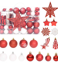 108-tlg. Weihnachtskugel-Set Rot und Weiß