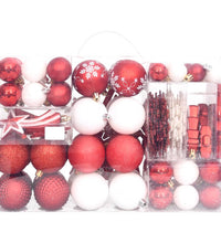 108-tlg. Weihnachtskugel-Set Rot und Weiß