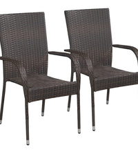 3-tlg. Garten-Essgruppe Poly Rattan Braun