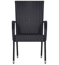 7-tlg. Garten-Essgruppe Poly Rattan Schwarz