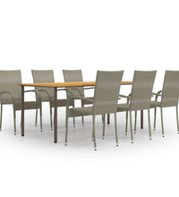 7-tlg. Garten-Essgruppe Poly Rattan Grau