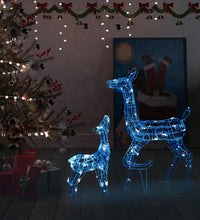 LED-Rentier-Familie Weihnachtsdeko Acryl 160 LED Blau