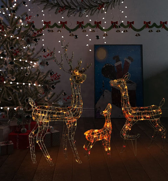 LED-Rentier-Familie Weihnachtsdeko Acryl 300 LED Bunt