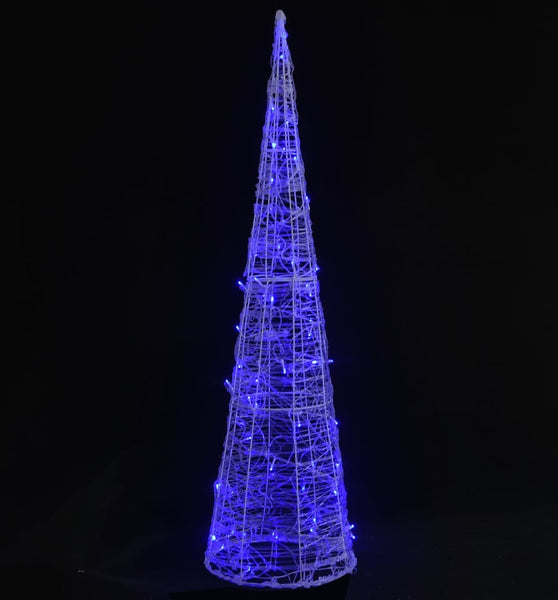 LED-Kegel Acryl Weihnachtsdeko Pyramide Blau 90 cm