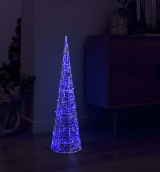 LED-Kegel Acryl Weihnachtsdeko Pyramide Blau 90 cm