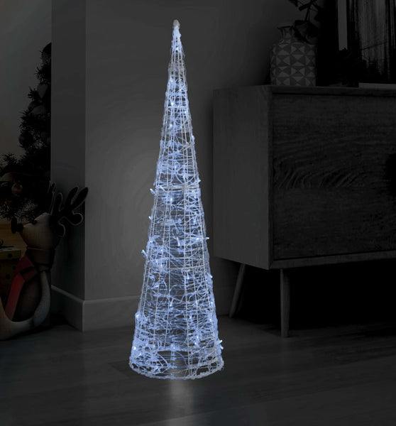 LED-Kegel Acryl Weihnachtsdeko Pyramide Kaltweiß 120 cm