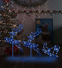 Weihnachtsdeko LED Rentiere & Schlitten Acryl 260x21x87 cm Blau