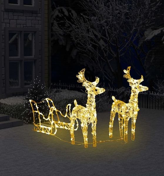 Rentiere & Schlitten Weihnachtsdekoration 160 LEDs 130 cm Acryl