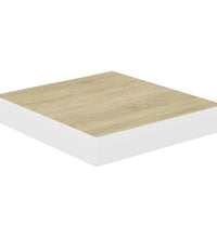 Schweberegale 2 Stk. Eichen-Optik und Weiß 23x23,5x3,8 cm MDF