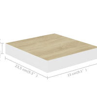 Schweberegale 2 Stk. Eichen-Optik und Weiß 23x23,5x3,8 cm MDF