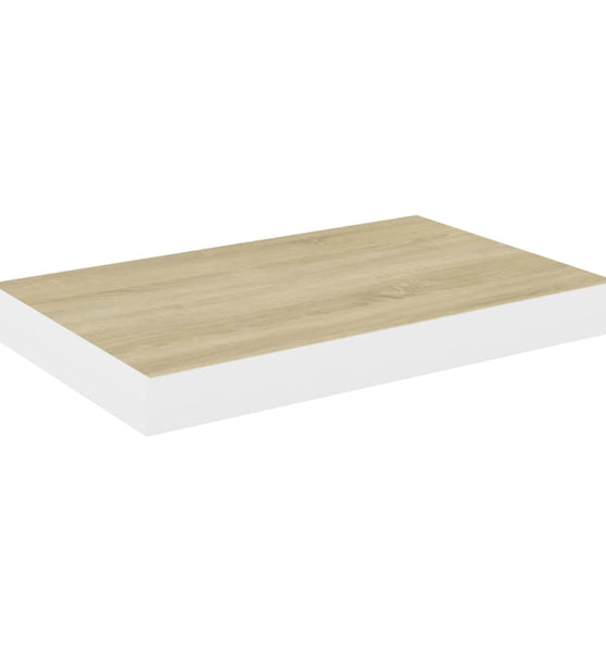 Schweberegal Eichenoptik und Weiß 40x23x3,8 cm MDF