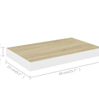 Schweberegal Eichenoptik und Weiß 40x23x3,8 cm MDF