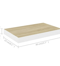 Schweberegale 2 Stk. Eichen-Optik und Weiß 40x23x3,8 cm MDF