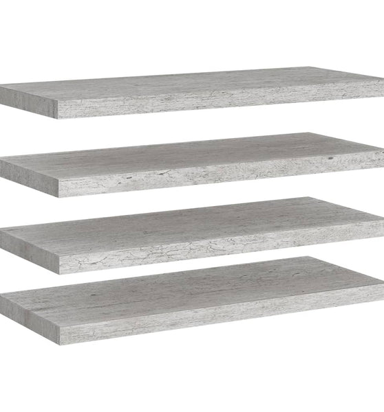 Schweberegale 4 Stk. Betongrau 80x23,5x3,8 cm MDF