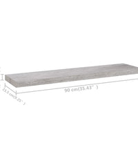 Schweberegale 2 Stk. Betongrau 90x23,5x3,8 cm MDF