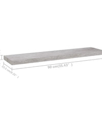 Schweberegale 4 Stk. Betongrau 90x23,5x3,8 cm MDF