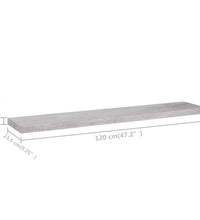 Schweberegale 2 Stk. Betongrau 120x23,5x3,8 cm MDF