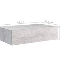 Wandregal mit Schublade Betongrau 40x23,5x10 cm MDF