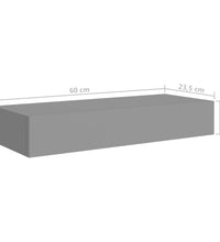 Wandregal mit Schublade Grau 60x23,5x10 cm MDF