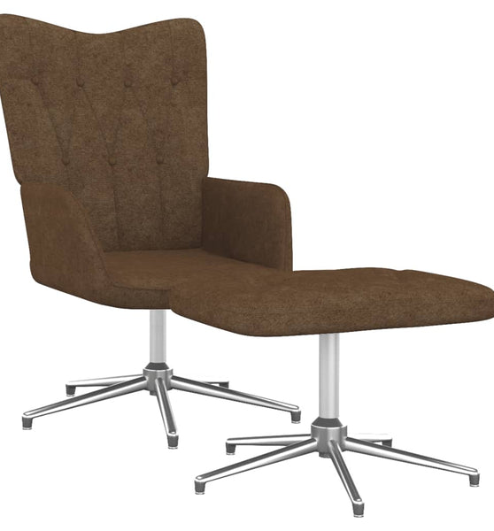 Relaxsessel mit Hocker Braun Stoff