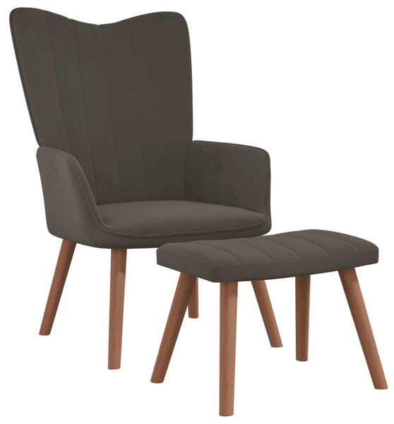 Relaxsessel mit Hocker Dunkelgrau Samt