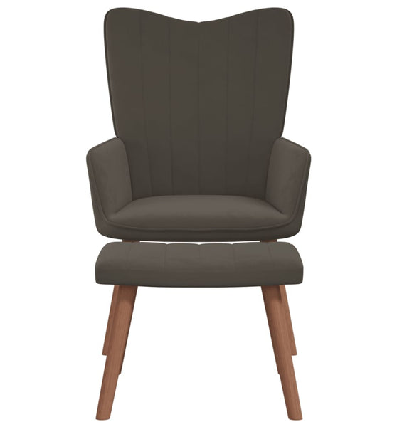 Relaxsessel mit Hocker Dunkelgrau Samt