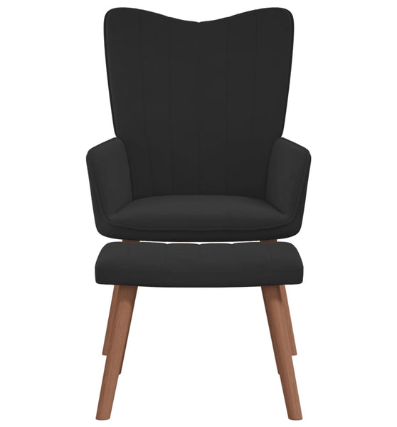 Relaxsessel mit Hocker Schwarz Samt